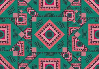 Geometric Ethnic pattern,
Native American tribal fabric, tile, carpet, vector,
illustration design