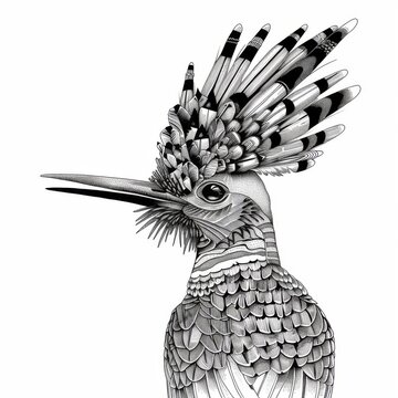 recommend clip art: Artistic Hoopoe Illustration on White Background