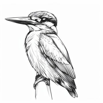 recommend clip art: Elegant Kingfisher Line Art on White Background