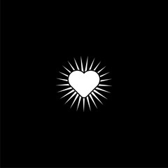 Heart sun icon isolated on dark background