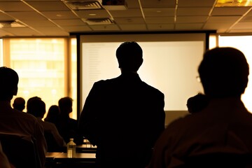 Fototapeta premium Employees in a meeting room during a presentation.