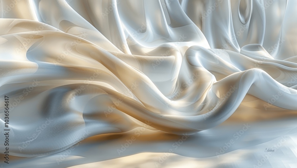 Poster abstract smooth white background with 3d wavy lines for presentation