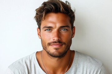 Handsome gay man on white background, Generative AI