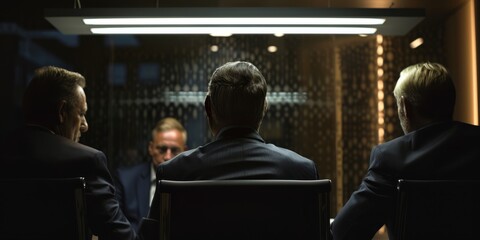 Fototapeta premium Executives bathed in subtle beauty lighting, highlighting their strategic thinking and decision-making.