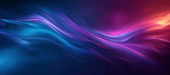 Abstract Blue Purple Background with Glowing Curved Lines in Cyber Style