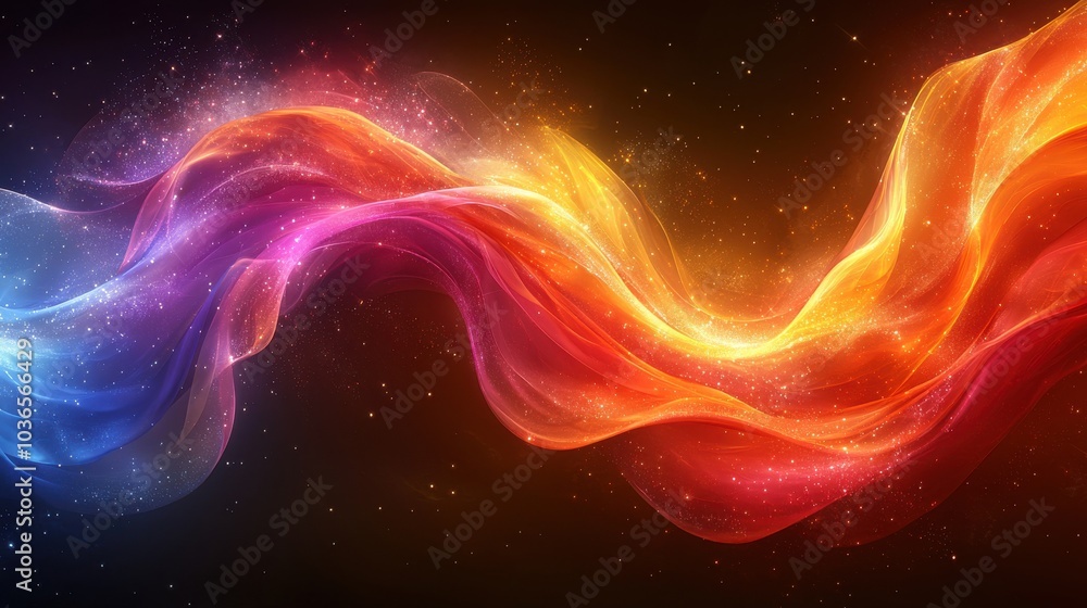 Poster colorful abstract wave of light creating a vibrant display against a dark background