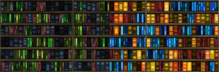 Illustration of book shelf with old and new books