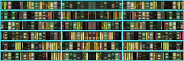 Illustration of book shelf with old and new books
