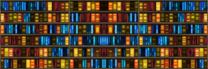 Illustration of book shelf with old and new books
