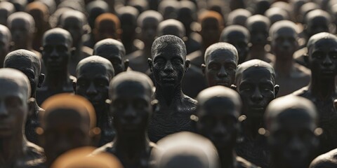 Fototapeta premium Realistic 3D depiction of the institutionalized nature of racism within positions of power.