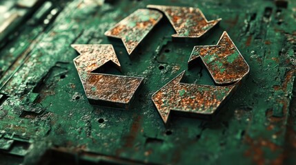 ai generative rusty green recycling symbol