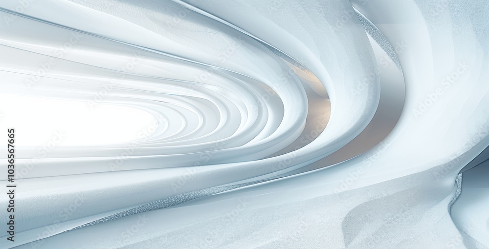 Poster futuristic minimalist white background with curved lines and 3d render for presentation
