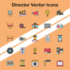 Collection of director icons representing filmmaking and directing ideal for media and entertainment themes.
