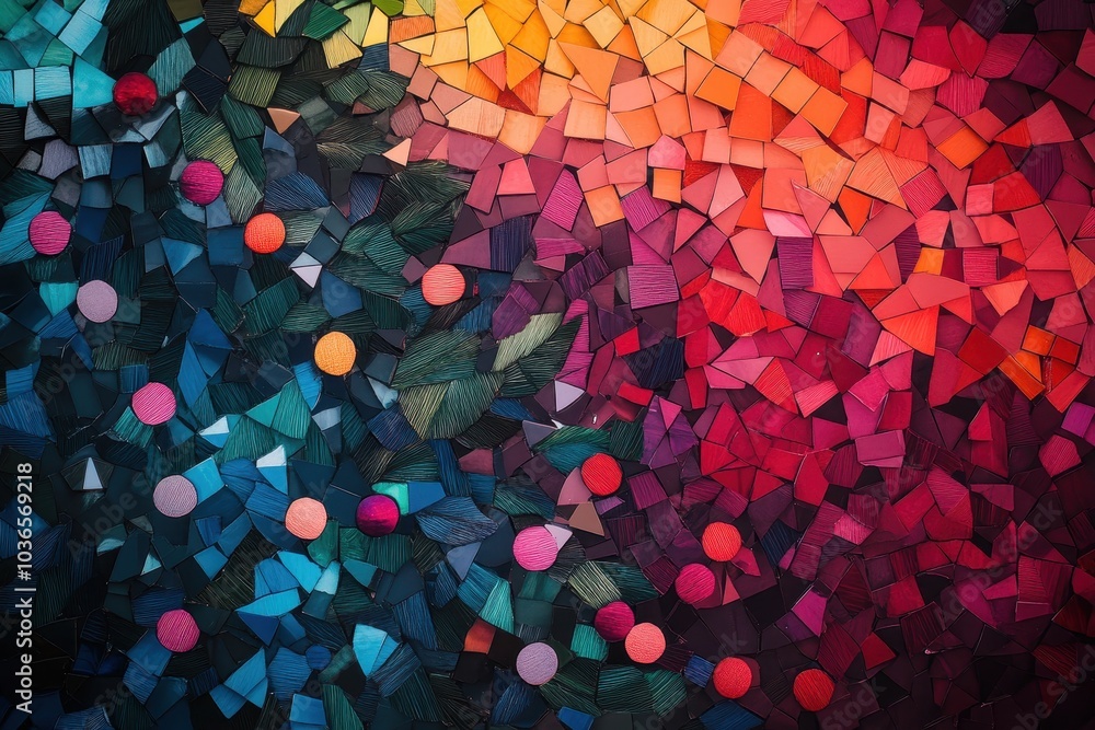 Poster colorful abstract pattern of mosaic tiles in vibrant hues creating a striking visual display