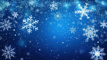 Christmas background with snowflakes, winter blue snow background