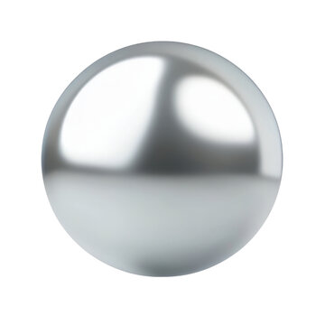 silver sphere ball 3d render icon isolated on transparent background cutout