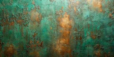 Textured Abstract of Green and Copper Hues, Depicting a Timeless and Ethereal Aesthetic