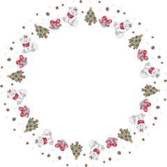 Cute christmas wreath. Vector illustration.