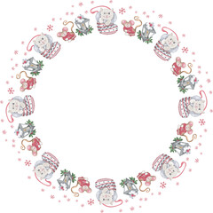 Cute christmas wreath. Vector illustration.