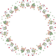 Cute christmas wreath. Vector illustration.