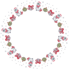 Cute christmas wreath. Vector illustration.