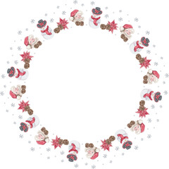 Cute christmas wreath. Vector illustration.