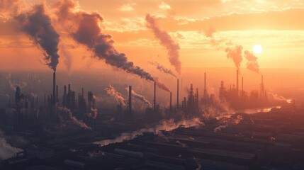 Fototapeta premium environment with industrial pollution illustration. seamless looping overlay 4k virtual video animation background