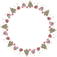 Cute christmas wreath. Vector illustration.