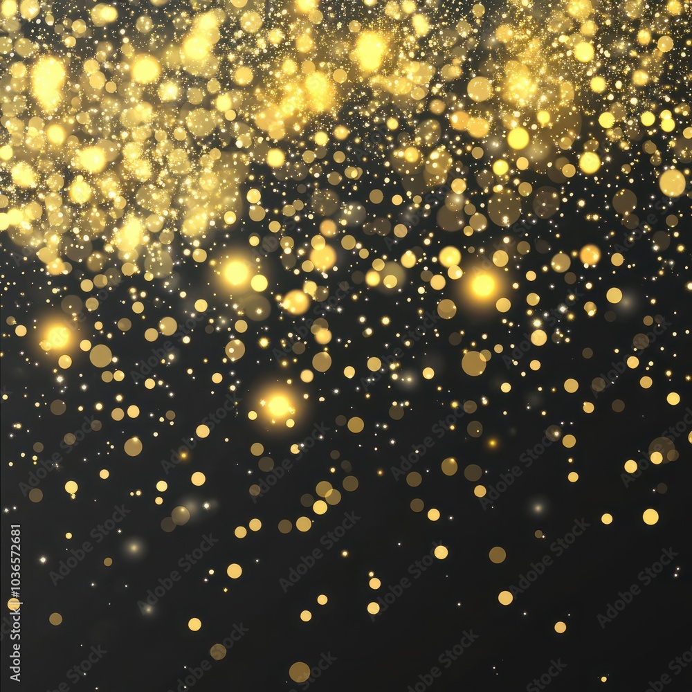 Poster gold dust light bokeh. christmas glowing bokeh and glitter overlay texture for your design on a tran