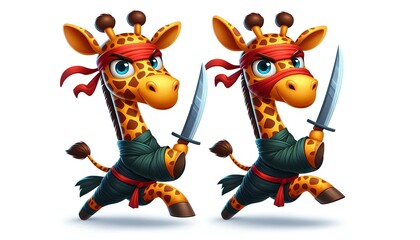 Fototapeta premium Ninja Giraffe A Cartoon Adventure