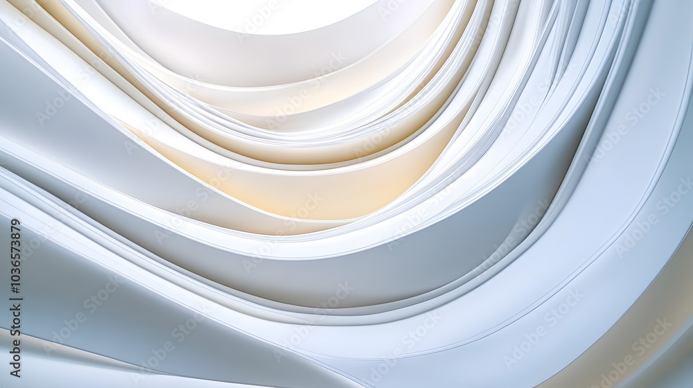 Poster the image is a white background with a series of white lines that resemble waves. the lines are curv