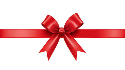 Red Ribbon Bow Isolated on a White Background cut out, red ribbon on a transparent background