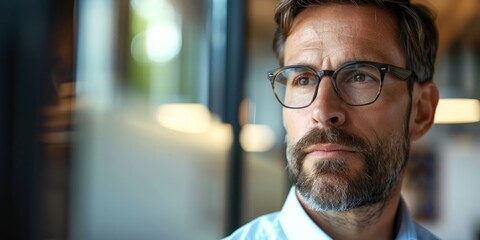 Fototapeta premium An assertive gaze from a businessman, conveying his strong sense of purpose and focus.