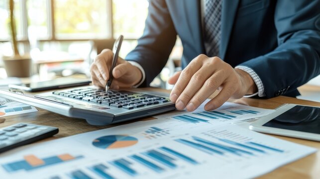 Male Financial Planner Analyzing Financial Projections with Accounting Software
