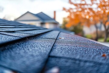 Close up of roof with house in background