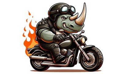 Fototapeta premium Rhino Rider A Fun Cartoon Character
