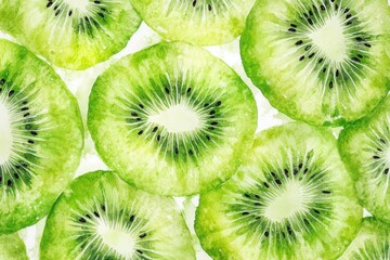 Fototapeta premium Fresh Kiwi Slices on White Background