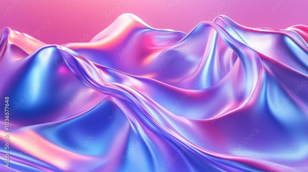 Poster iridescent abstract background design featuring a wavy shape created with 3d rendering techniques 3d