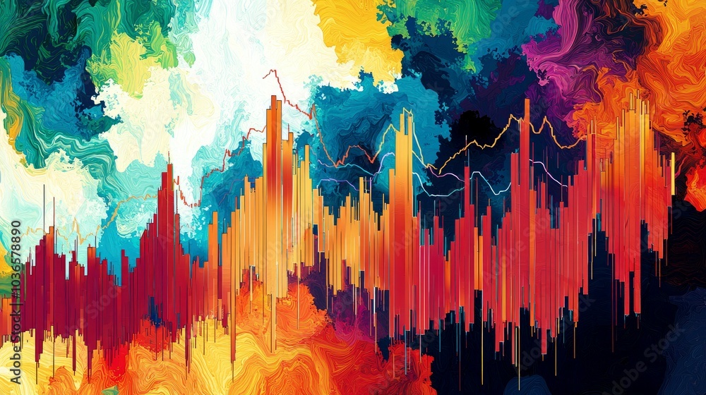 Poster abstract colorful background with lines and shapes.