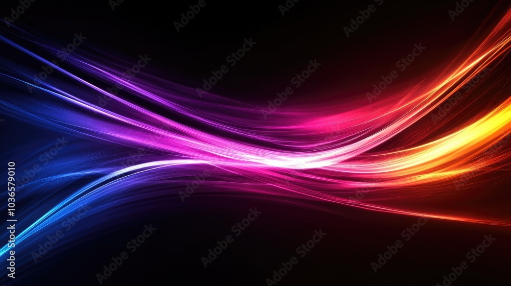 Poster illuminated lines create stunning light bursts against a dark backdrop forming a shimmering abstract