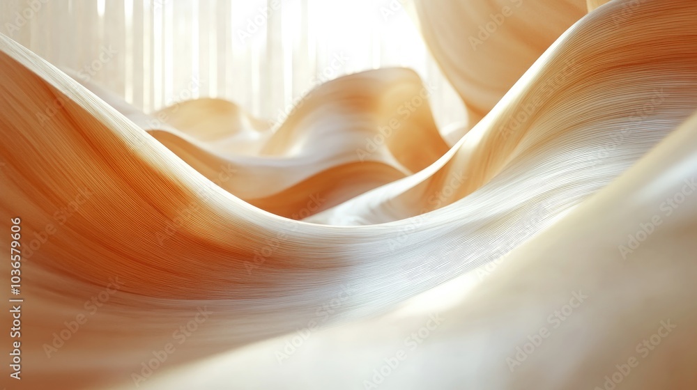 Poster curved abstract lines on a light background featuring a 3d rendering design