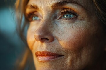 Closeup shot of an aging woman in her natural body, Generative AI
