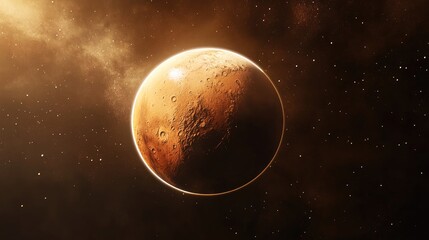 Obraz premium Fantasy 3D rendering of Mars featuring a flag design