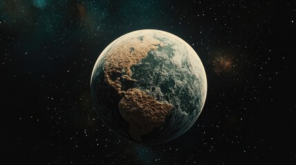 Obraz premium 3D cartoon depiction of a lifeless planet Earth viewed from outer space