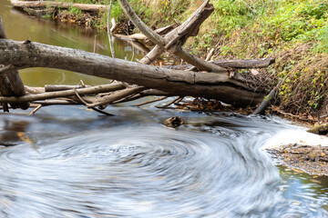 stream water stream forms a blurred circle, beautiful natural environment as background, blurred water stream
