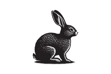Cottontail Rabbit silhouette vector illustration, Cottontail Rabbit silhouette 