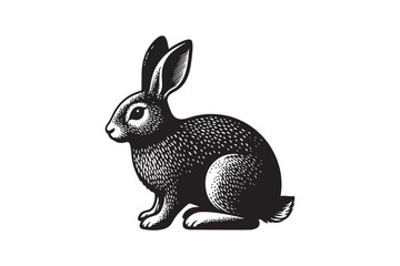 Cottontail Rabbit silhouette vector illustration, Cottontail Rabbit silhouette 