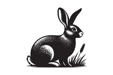 Cottontail Rabbit silhouette vector illustration, Cottontail Rabbit silhouette 