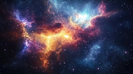 Colorful space galaxy cloud nebula in a 3D cartoon rendering Cosmic starlit night Astronomy universe with a supernova background