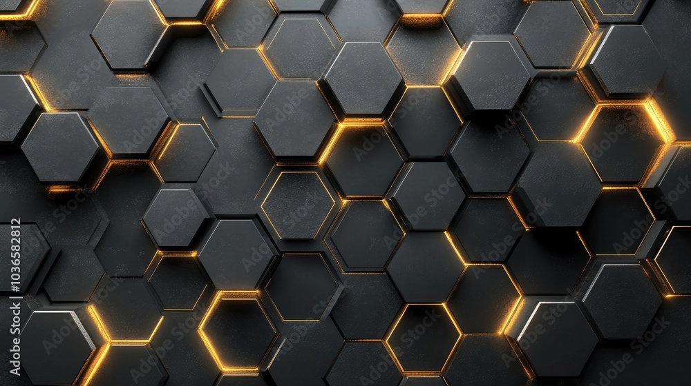 Poster Painting featuring text within a shiny grey hexagon geometric pattern creating a realistic and trendy background Vector illustration